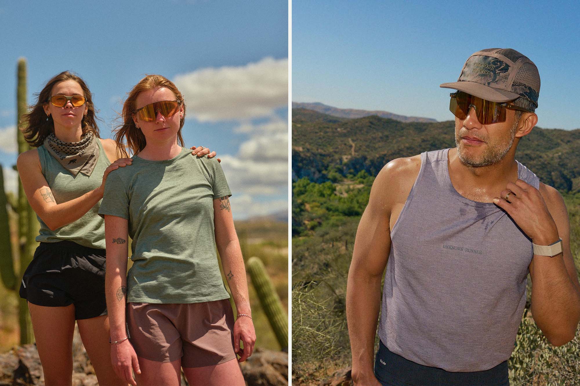 Models wearing Unknown Runner warm-weather clothing