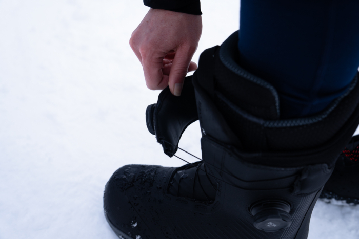 snowboard boot wrap closure close up