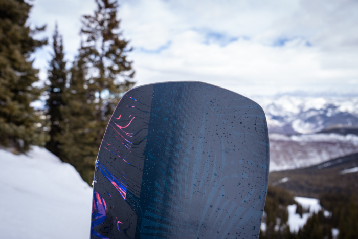 curved nose of snowboard