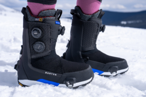 portrait of Burton Highshot X Pro Step On snowboard boots on snow