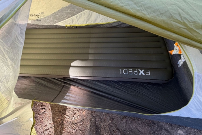 sleeping pad in a tent