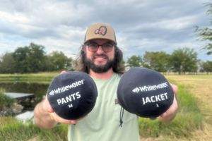Whitewater Packable Rain Jacket and Pants stored in separate compact pouches