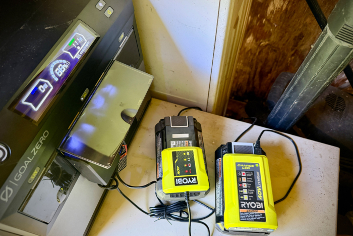 Yeti 1500 portable power station charging Ryobi tool batteries