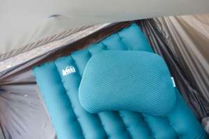 the aeros premium pillow rests a top of backpacking sleeping pd