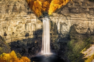 landscape with steep gorge and waterfall