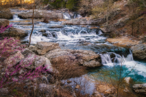 series of cascades down river