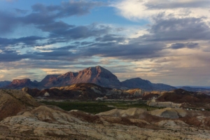 evening sky with mountains