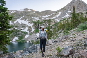 backpacker in mountains