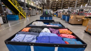 large bins of clothes