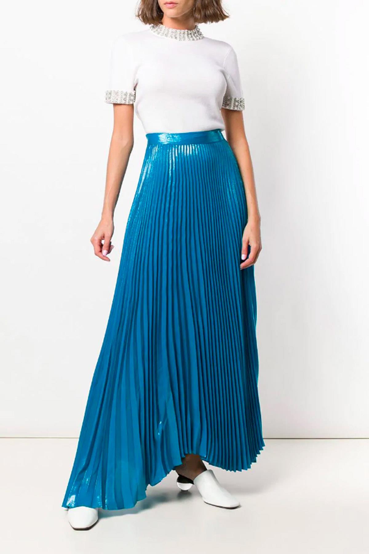 gonna lunga blu plissettata