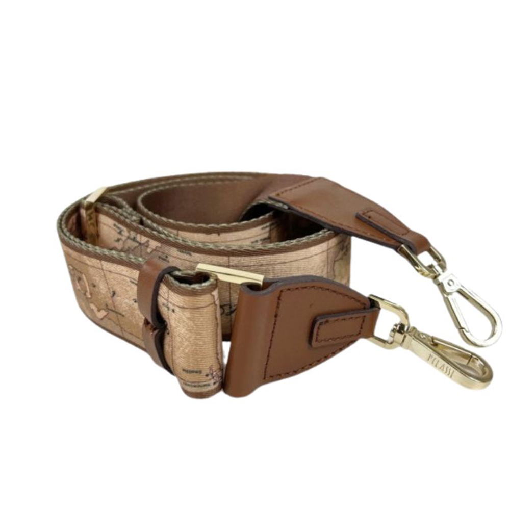 Tracolla in tessuto con dettagli in pellle