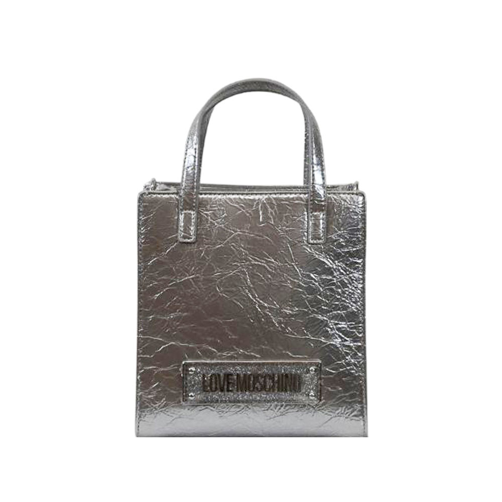 Borsa a mano laminata argento