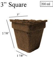 CowPots 3" Square Case 1176 Pots - Biodegradable