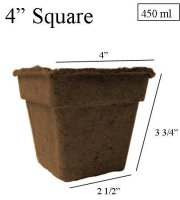 CowPots 4" Square Case 450 Pots - Biodegradable