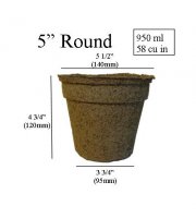CowPots 5" Round Case 160 Pots - Biodegradable