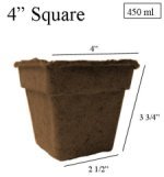 CowPots 4" Square Case 180 Pots - Biodegradable