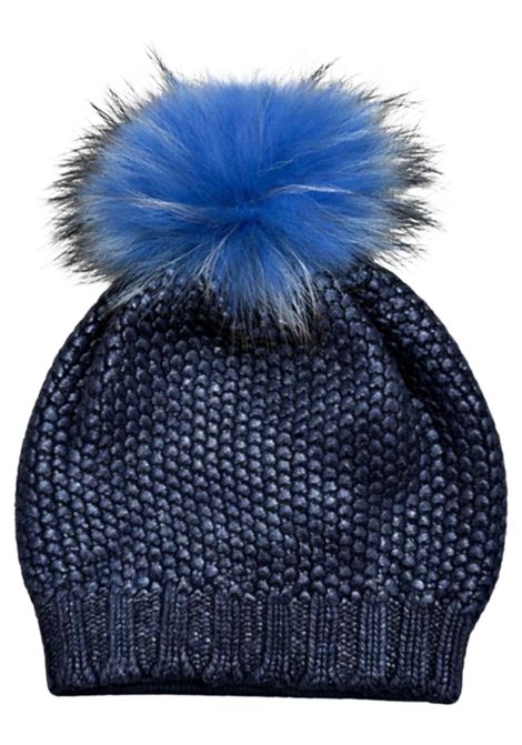 Cappello bambina blu in lana REGINA | 03951BLU