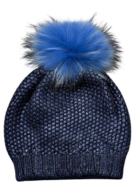 Cappello bambina blu in lana REGINA | 03951BLU