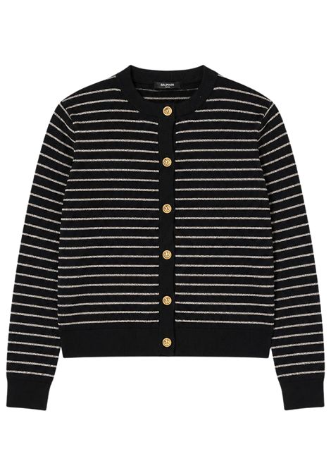 Cardigan bambina nero in cotone BALMAIN | BW9A20/DEBNERO
