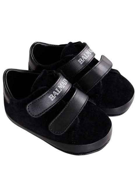 Scarpe neonato nere in pelle BALMAIN | BX0596/PIANERO