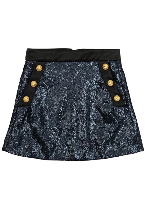 Blue sequined skirt for girls BALMAIN | BX7A81A0189/DEBBLU