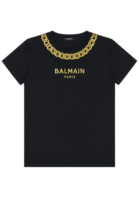 T-shirt bambina nera in cotone BALMAIN | BX8B71Z3186/DEBNERO