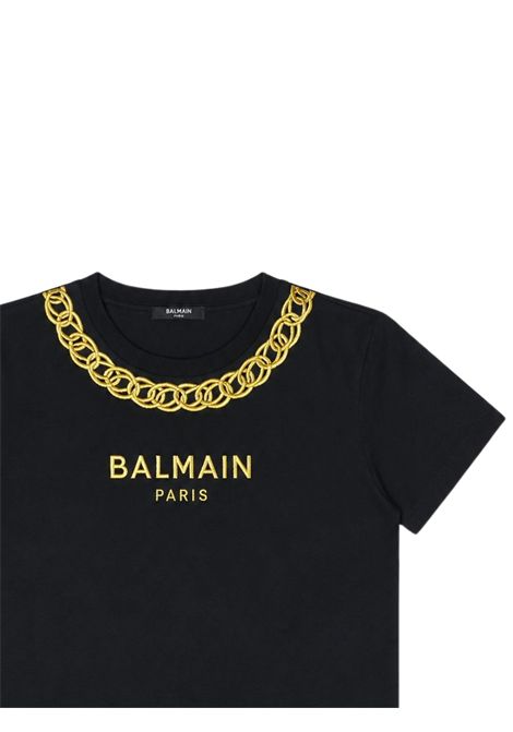 Black cotton T-shirt for girls BALMAIN | BX8B71Z3186/DEBNERO