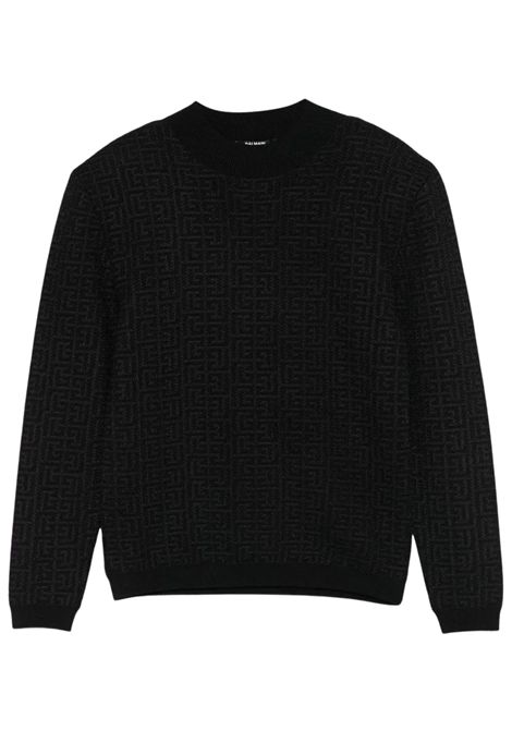 Maglione bambina nero in viscosa BALMAIN | BX9A20X0121/CENERO