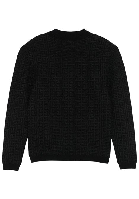 Maglione bambina nero in viscosa BALMAIN | BX9A20X0121/CENERO