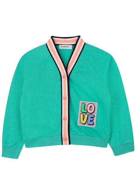 Cardigan bambina verde in cotone Billieblush | U21390/ANVERDE