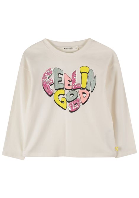 Cream cotton T-shirt for girls Billieblush | U21424/ANPANNA