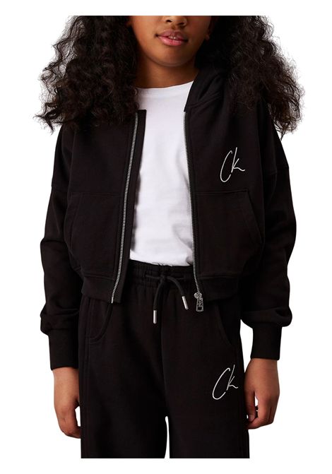 Felpa bambina nera in cotone CALVIN KLEIN | 4500544476/DEBNERO