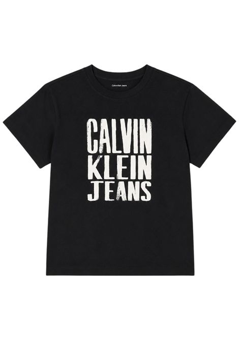 Black cotton T-shirt for children CALVIN KLEIN | 4500568750/DEBNERO