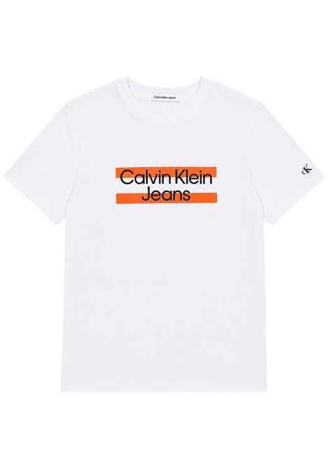 T-shirt unisex bianca in cotone CALVIN KLEIN | IB0IB01647/DEBBIANCO