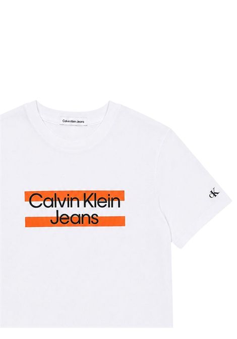 T-shirt unisex bianca in cotone CALVIN KLEIN | IB0IB01647/DEBBIANCO