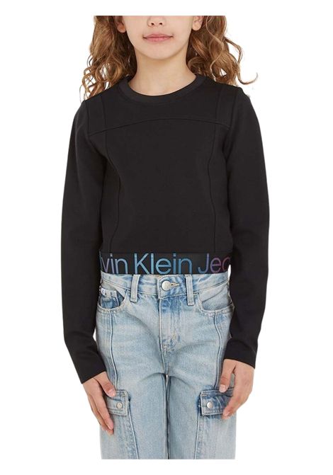 T-shirt bambina nera in viscosa CALVIN KLEIN | IG0IG02196/DEBNERO