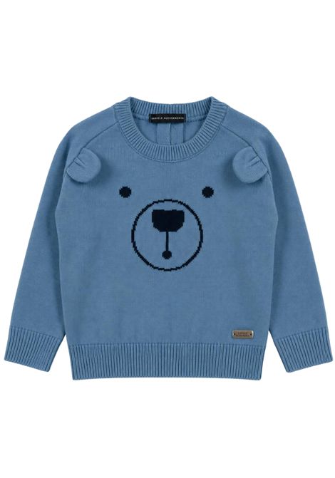 Maglione neonato azzurro in cotone DANIELE ALESSANDRINI | 00135/ANAZZURRO