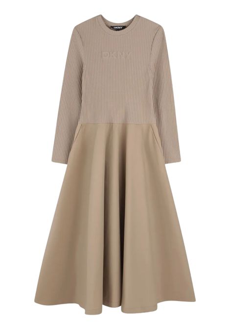 Abito bambina beige in cotone DKNY | D62391/SUBEIGE