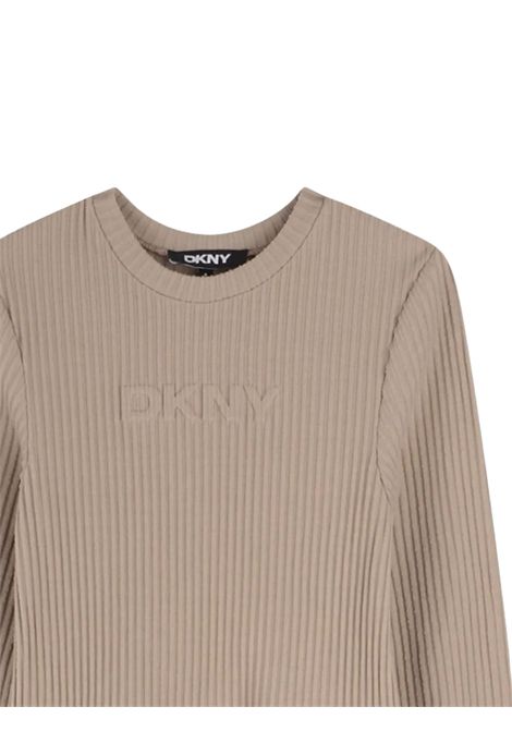 Abito bambina beige in cotone DKNY | D62391/SUBEIGE