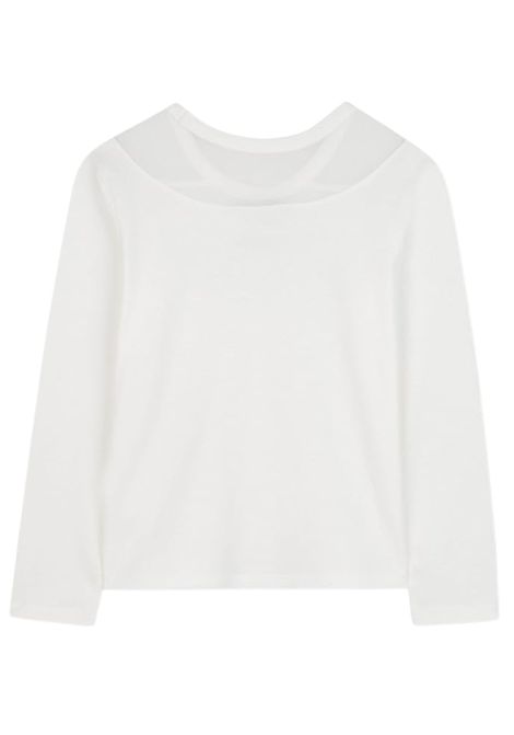 T-shirt bambina bianca in cotone DKNY | D62408/SUBIANCO