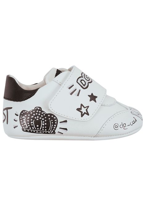 Scarpe neonato bianche in pelle DOLCE E GABBANA | DK0117/PIABIANCO
