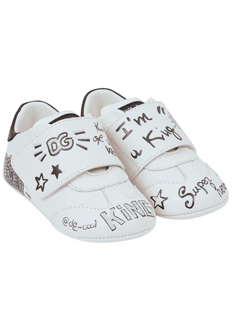 Scarpe neonato bianche in pelle DOLCE E GABBANA | DK0117/PIABIANCO