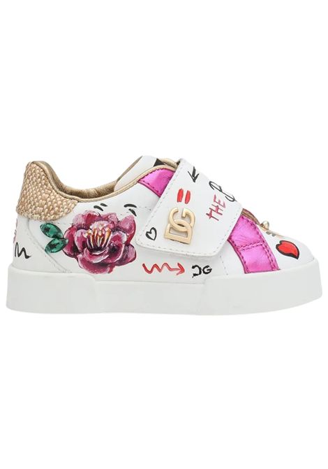 Scarpe bambina bianche in pelle DOLCE E GABBANA | DN02255/PIABIANCO