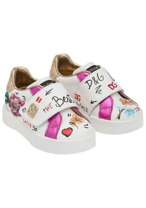 Scarpe bambina bianche in pelle DOLCE E GABBANA | DN02255/PIABIANCO