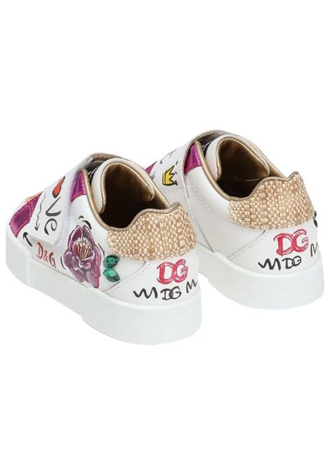 Scarpe bambina bianche in pelle DOLCE E GABBANA | DN02255/PIABIANCO