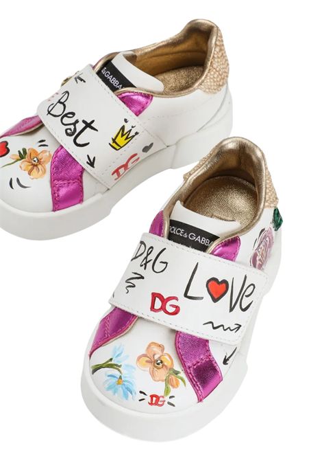 Scarpe bambina bianche in pelle DOLCE E GABBANA | DN02255/PIABIANCO