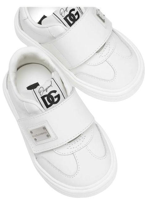 Scarpe bambino bianche in pelle DOLCE E GABBANA | DN02288/PIABIANCO