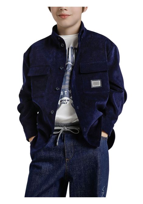 Blue velvet shirt for children DOLCE E GABBANA | GL44S47/MABLU
