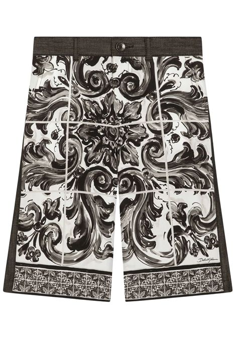 Black majolica children's Bermuda shorts DOLCE E GABBANA | L43Q29/CENERO