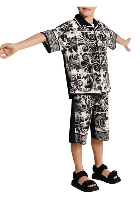 Black majolica children's Bermuda shorts DOLCE E GABBANA | L43Q29/CENERO